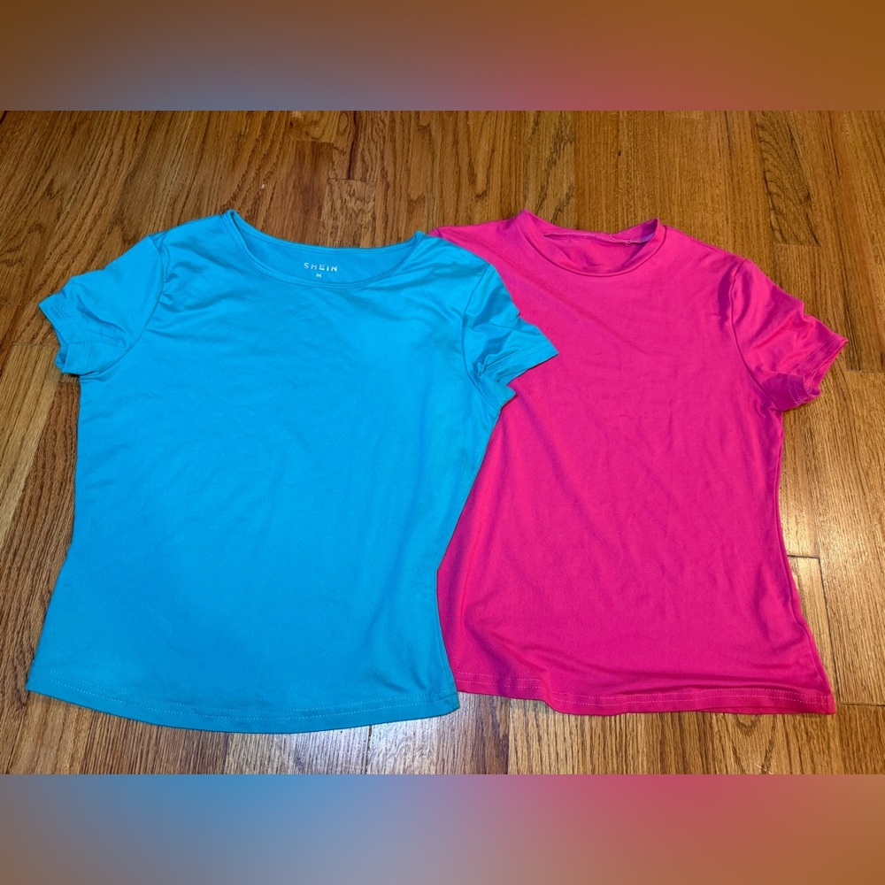 SHEIN Teal and Fuchsia Short Sleeve Tees - M